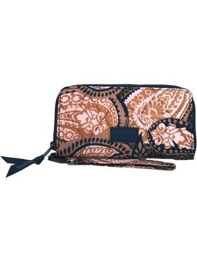 Vera Bradley Fern Paisley Wristlet Wallet, RFID Blocking Travel Wallet